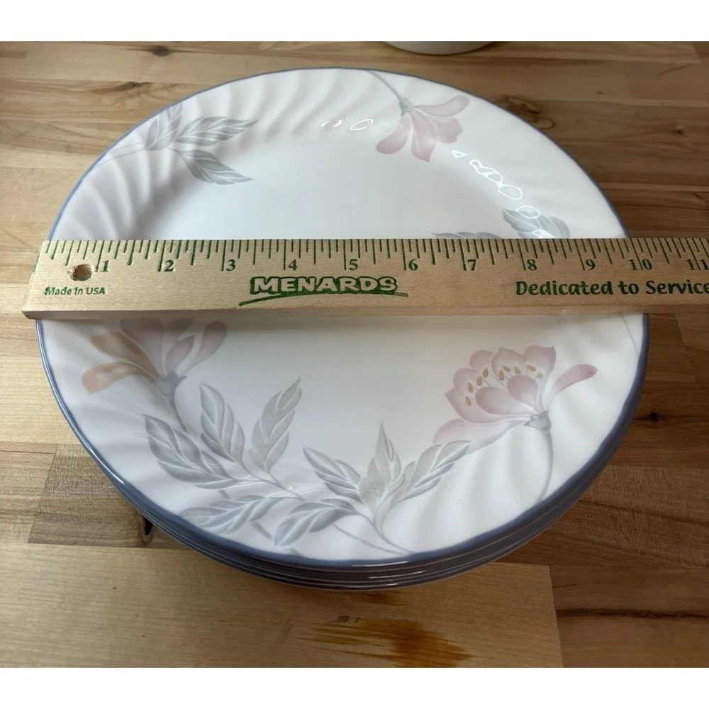 Pink Trio Pattern Corelle by Corning Dinner Plates Set of 7, 10